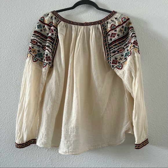 Zara Embroidered Western Boho Cream Lightweight Tunic Long Sleeves - Picture 3 of 5
